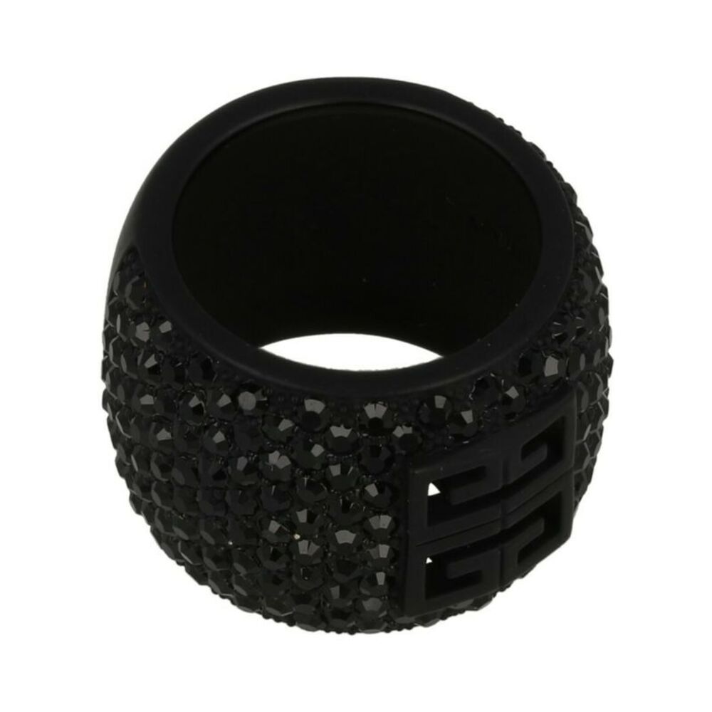 Givenchy 4G Ring In Metal With Crystals Black Womens